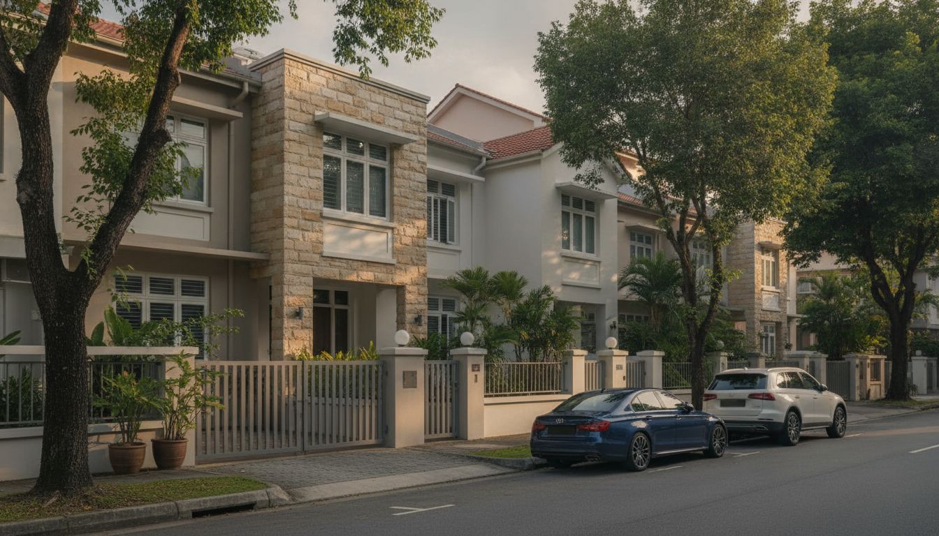 District 15 landed homes along a quiet residential street